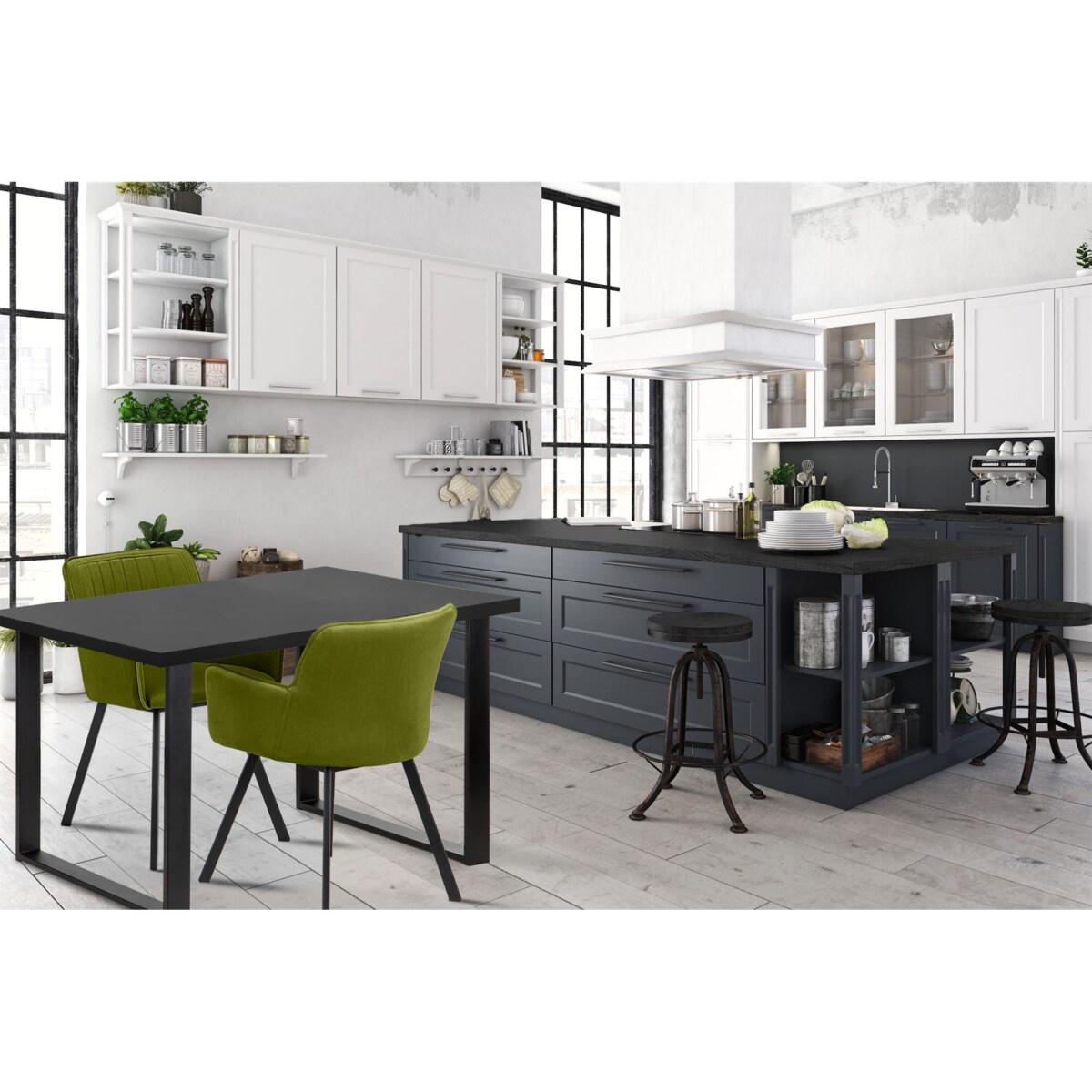 KONSIMO CETO Stół w industrialnym stylu matowy czarny