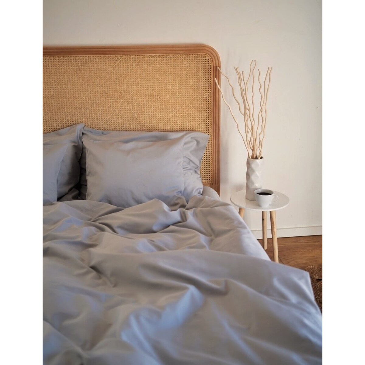 Pościel satynowa cloudy grey 220/200 + 2 x 70/80 cm