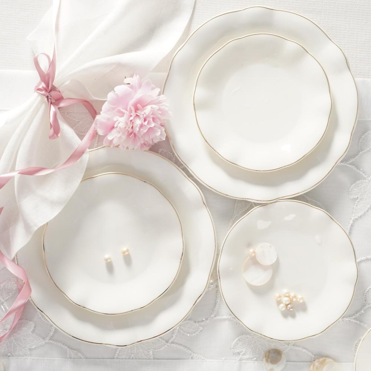 VILLA ITALIA Zestaw do ciasta porcelanowy na 6 osób SANDRINE