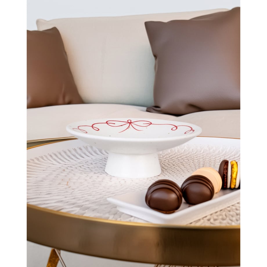 PATERA NA NÓŻCE MAŁA na ciasto owoce babeczki do tortu kamionkowa biała