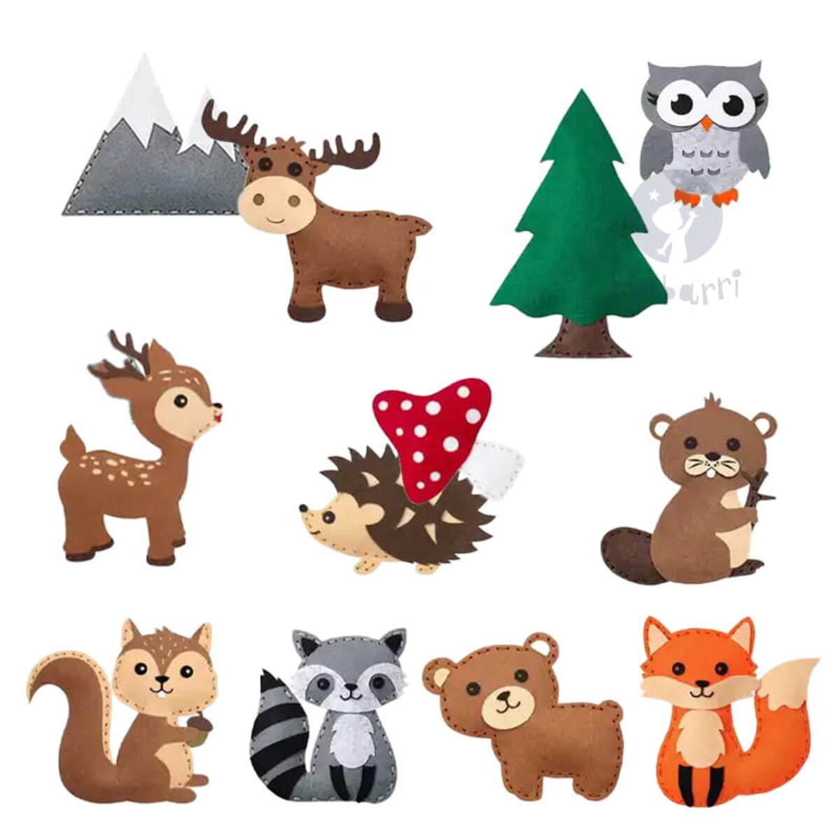 Las - filcowy zestaw do szycia DIY - 12 elementów