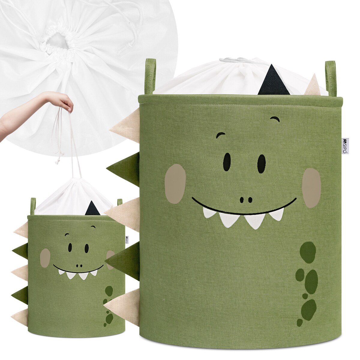 kosz na zabawki sipo, wersja premium, zamykany na ściągacz, dino, xxl