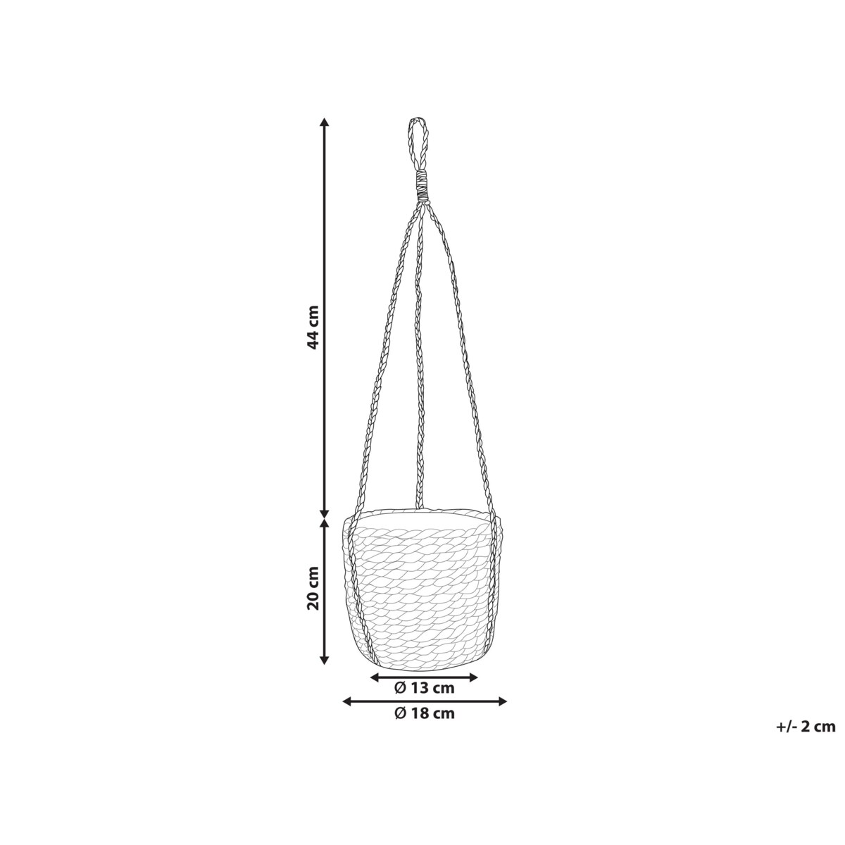 Wisząca doniczka z trawy morskiej naturalny z czarnym RUFFE