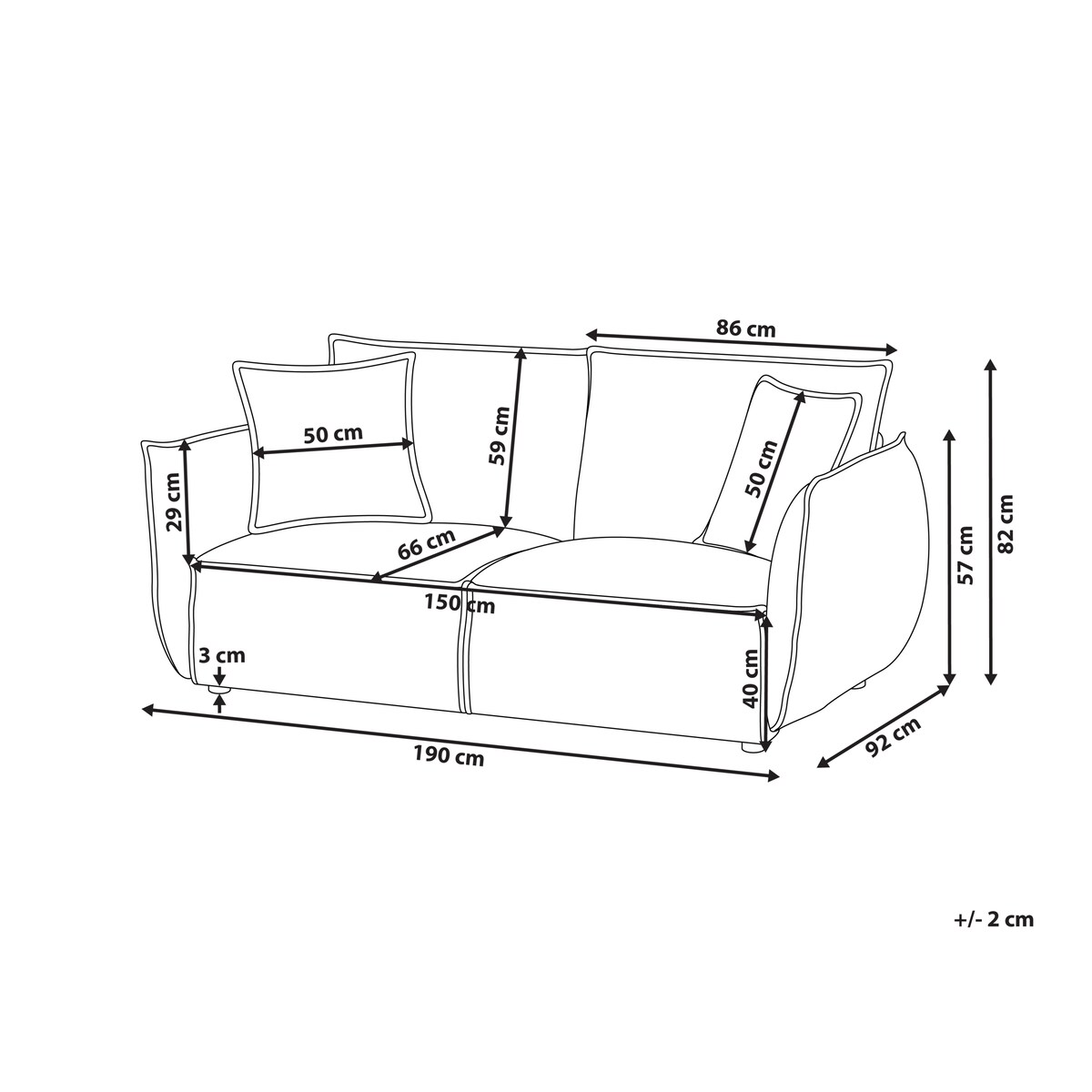 Sofa dla 3 osób KUNES Jasnobeżowy