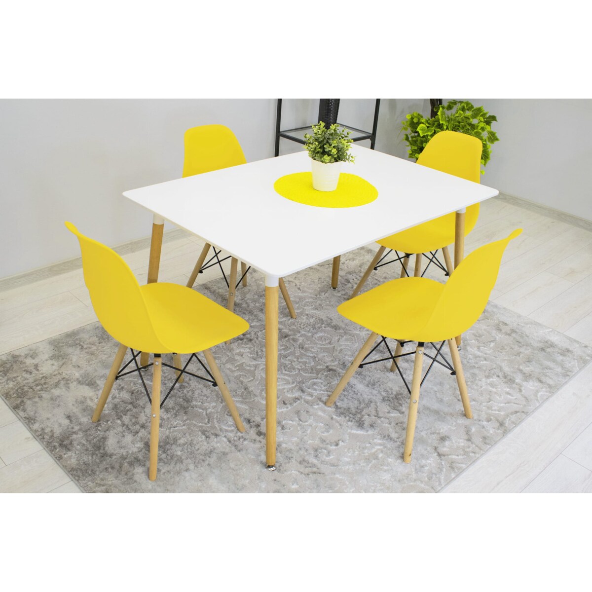 Krzesło Do Jadalni Kuchni Salonu Osaka Żółte / Nogi Naturalne