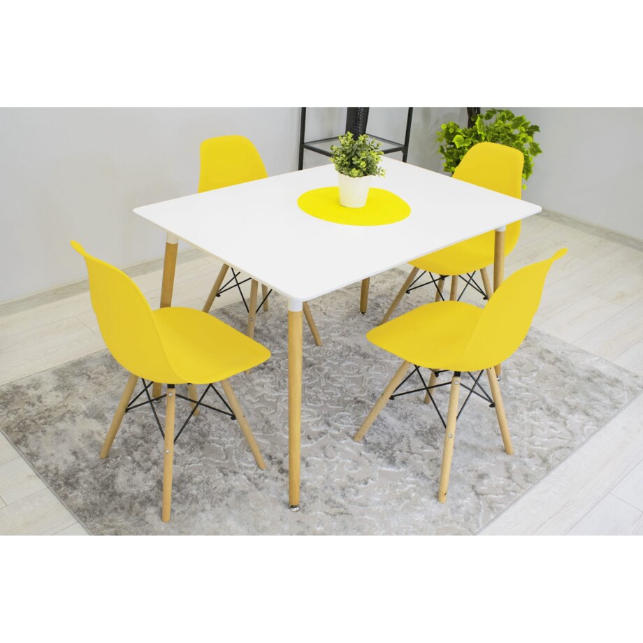 Krzesło Do Jadalni Kuchni Salonu Osaka Żółte / Nogi Naturalne