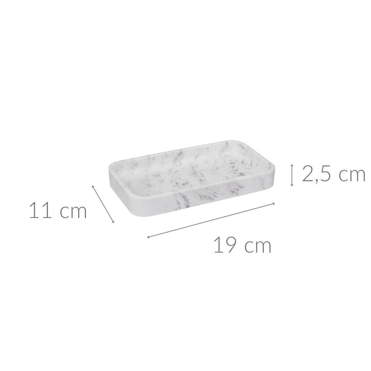Mała taca dekoracyjna do łazienki, wzór marmuru, 19,2 x 11,3 x 2,5 cm