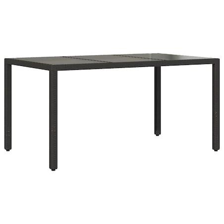 vidaXL Stół ogrodowy ze szklanym blatem, czarny, 150x90x75cm rattan PE