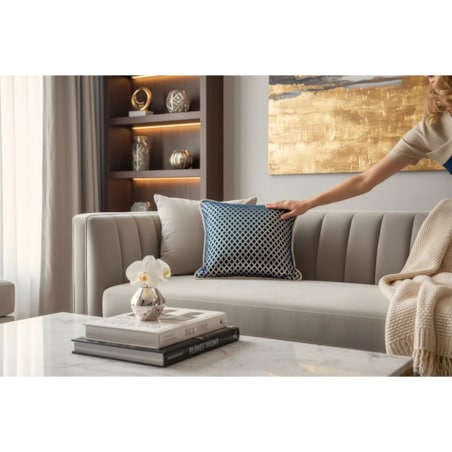 Granatowo-złota poduszka dekoracyjna 45x45 Beatrix