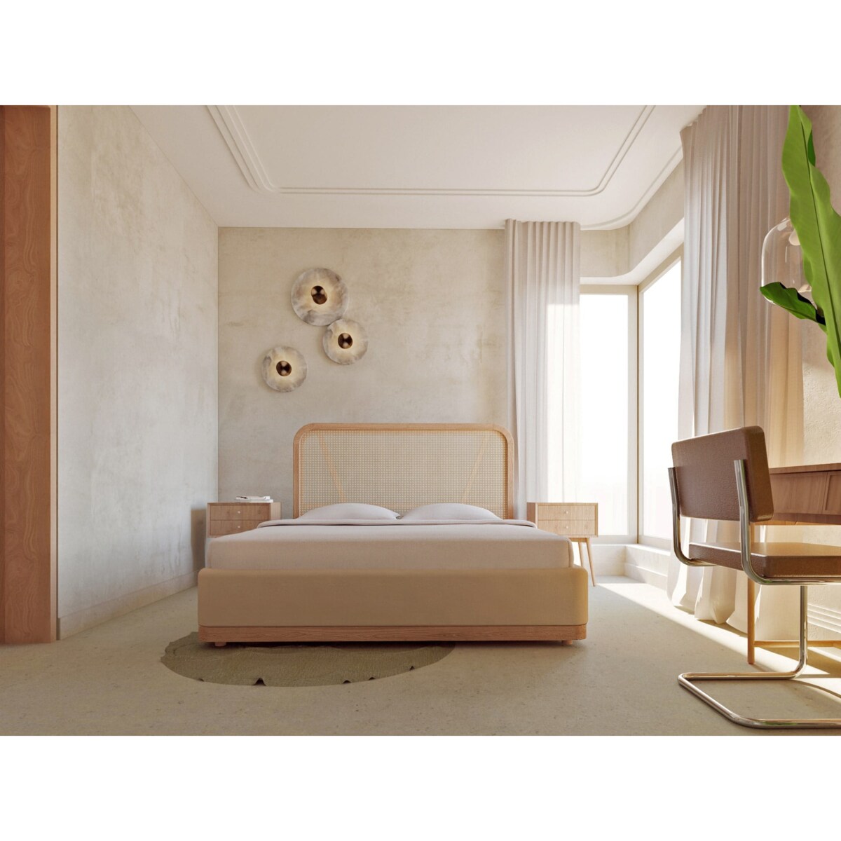 Łóżko Japandi (140X200) w tkaninie Tierra 02