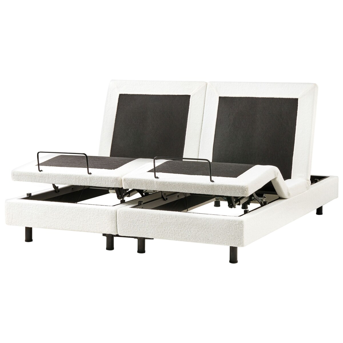 Łóżko regulowane bez zagłówka Boucle DUKE 180 x 200 cm Złamana biel