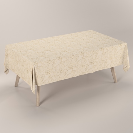 Obrus prostokątny 130 x 160 cm marmurkowy złoty wzór na tle ecru