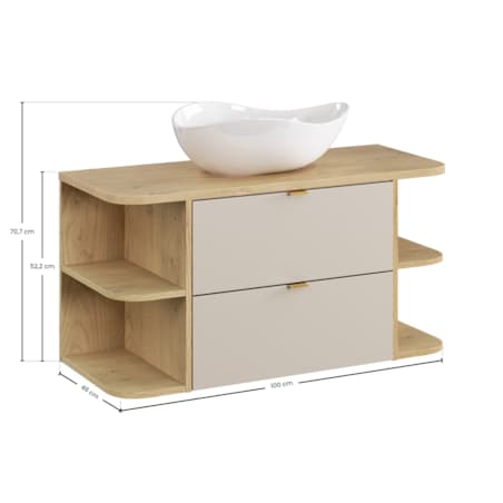 Zestaw meblowy 100cm z blatem i umywalką nablatową Cloud SET-DC B CREMONA 100CM UN CLOUD LRSM
