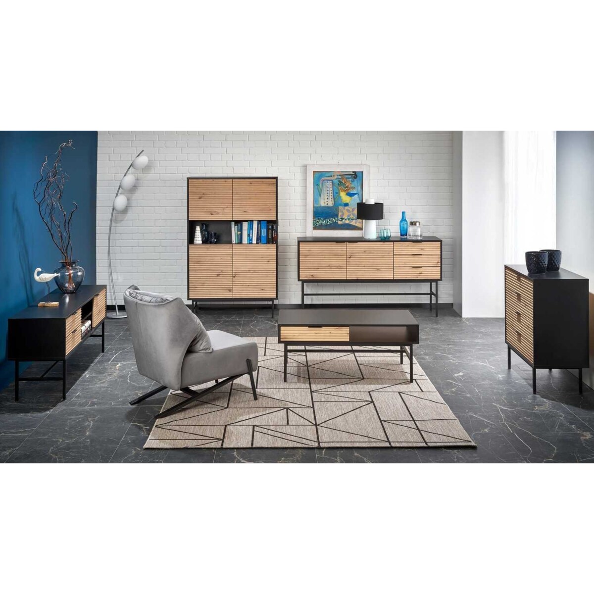 KOMODY Nihala 160/40/86 cm DĄB ARTISIAN styl loftowy MDF