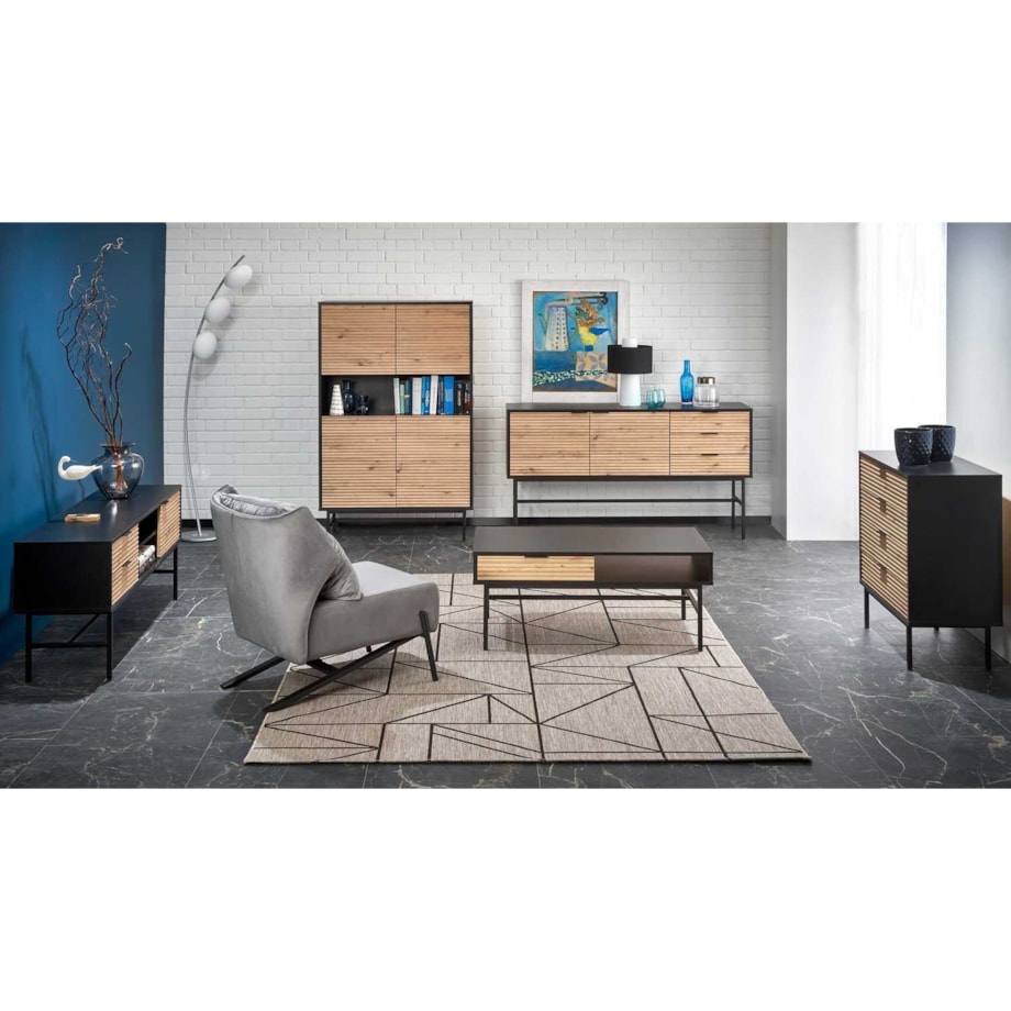 KOMODY Nihala 160/40/86 cm DĄB ARTISIAN styl loftowy MDF