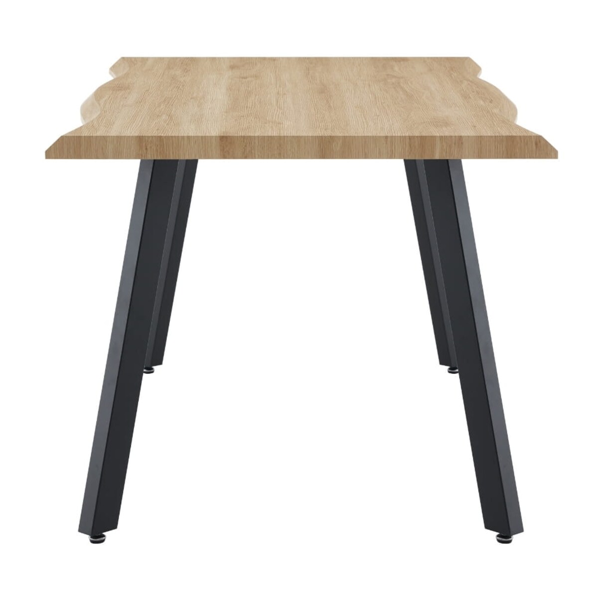 Stół prostokątny z falowaną krawędzią loft 150x90 Gustavo, jasne drewno, czarne metalowe nogi