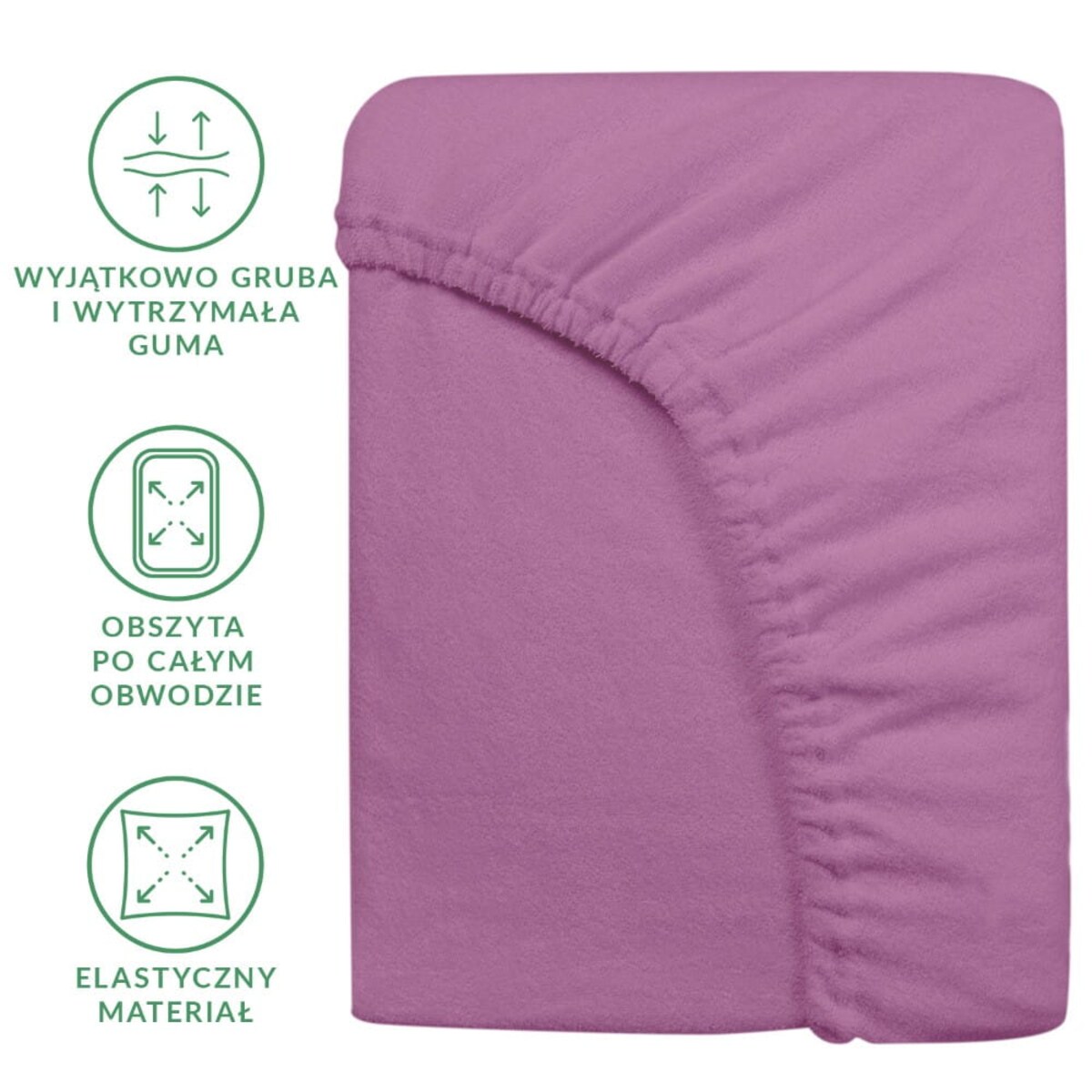 Prześcieradło frotte z gumką 90x200 kolor jasny fiolet