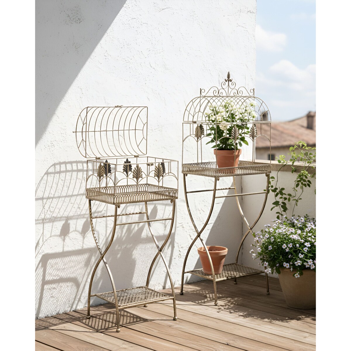 Zestaw 2 regałów z półkami SICILY Metal 122/90 cm 43/37 cm Czarny