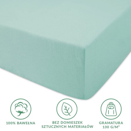 Prześcieradło jersey z gumką 120x200 kolor Jasny turkus