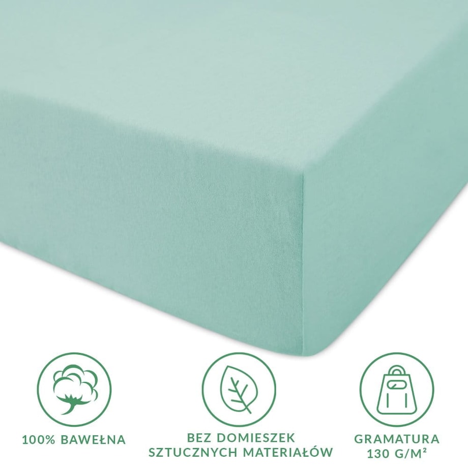 Prześcieradło jersey z gumką 120x200 kolor Jasny turkus