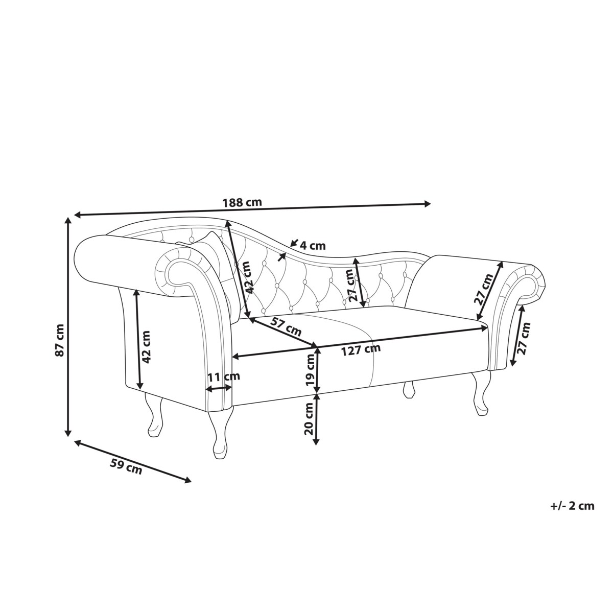 Szezlong welurowy lewostronny niebieski LATTES