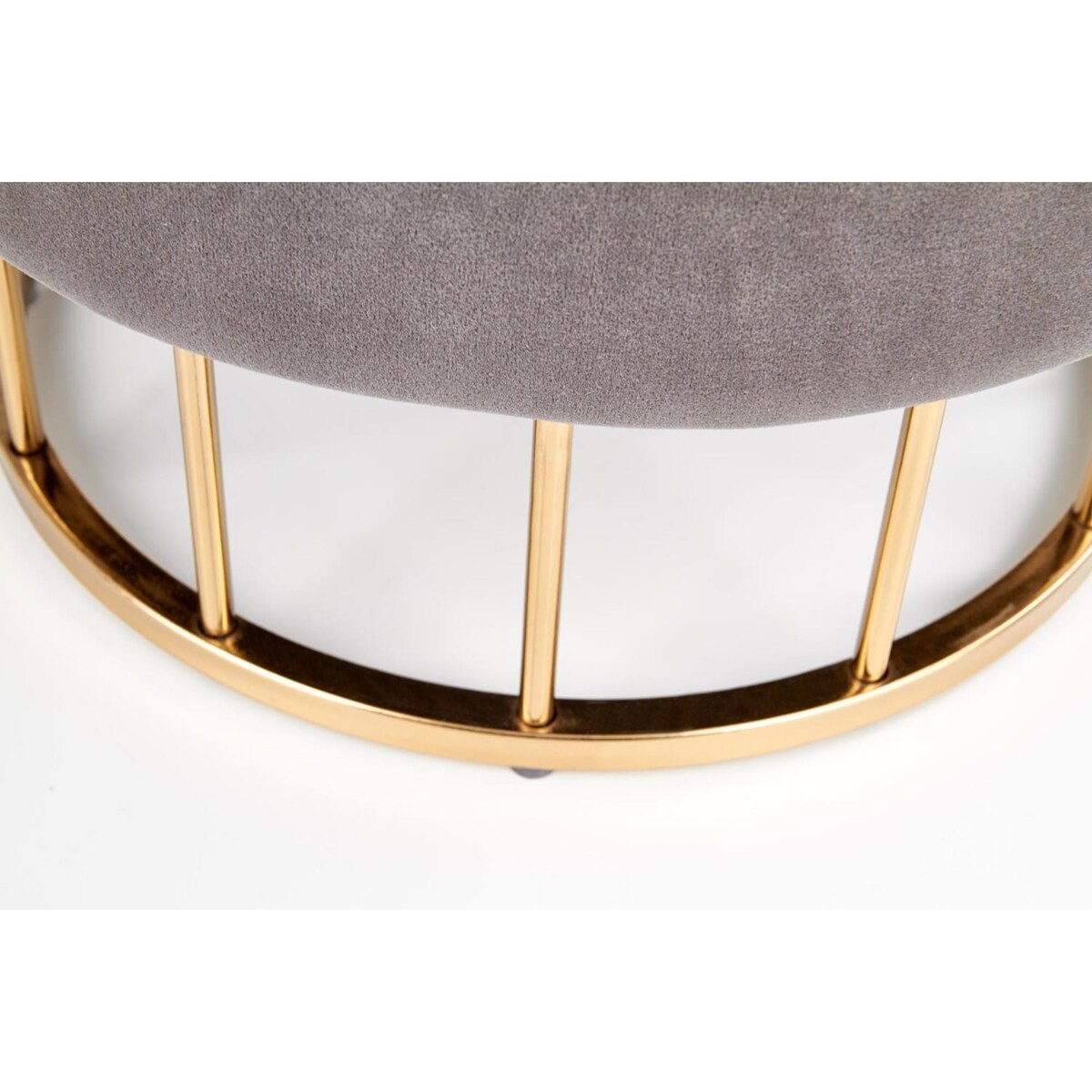 PUFA ZE SCHOWKIEM Godemia szara VELVET złota podstawa
