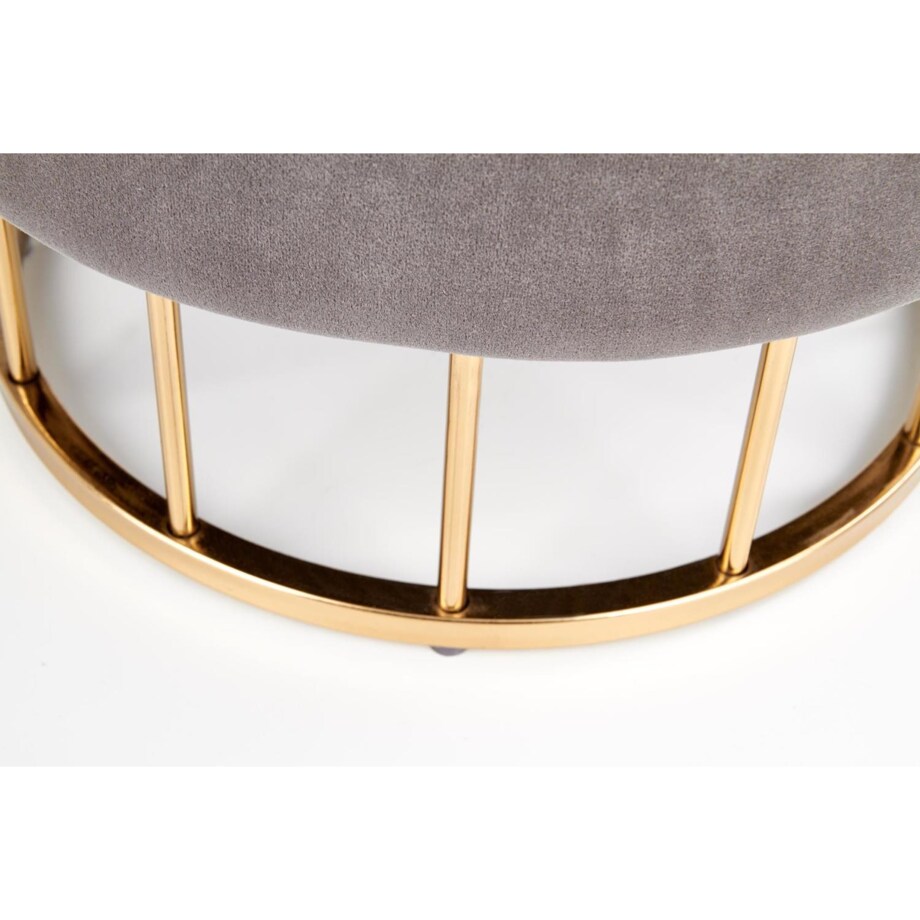 PUFA ZE SCHOWKIEM Godemia szara VELVET złota podstawa