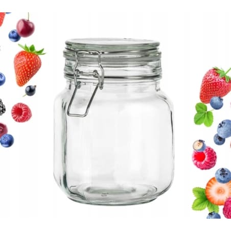 SŁOIK szklany pojemnik na weki przetwory 1 L z klipsem hermetyczny dżem