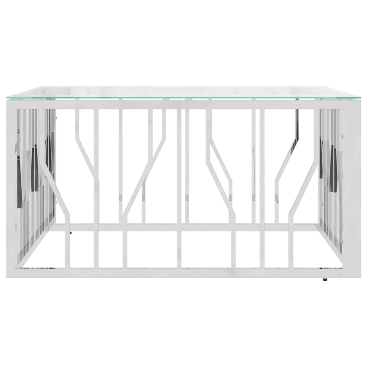 vidaXL Stolik kawowy, 80x80x40 cm, stal nierdzewna i szkło