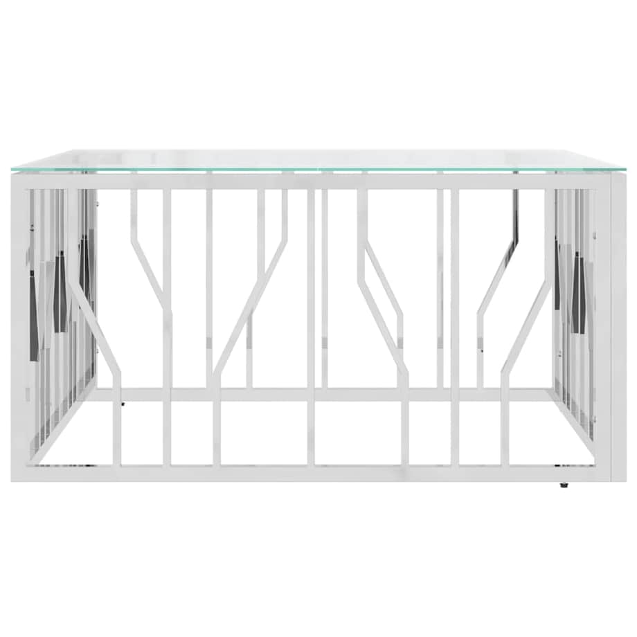 vidaXL Stolik kawowy, 80x80x40 cm, stal nierdzewna i szkło