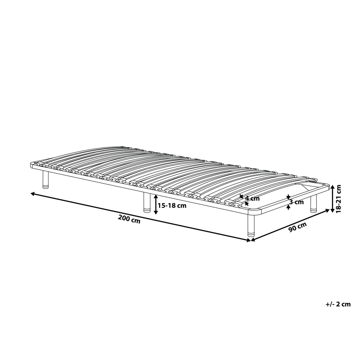 Stelaż na nóżkach 90 x 200 cm BASIC