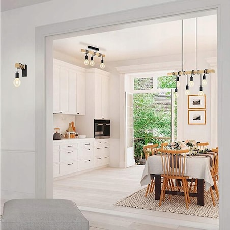 Lampa Sufitowa Wisząca Metal Z Drewnem Loft Line