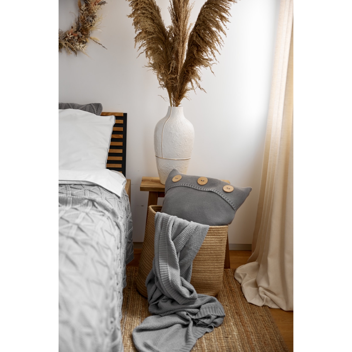 Pled pleciony szary, 130 x 160 cm, La Manta