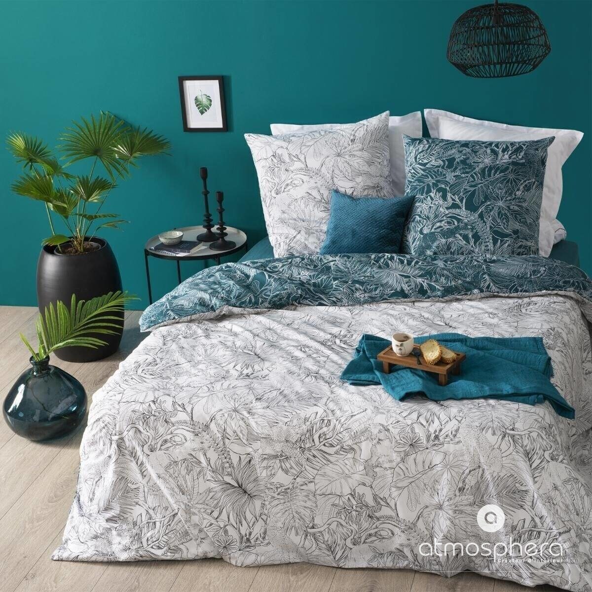 Komplet dwustronnej pościeli bawełnianej w piękny roślinny wzór w rozmiarze 240 cm x 220 cm