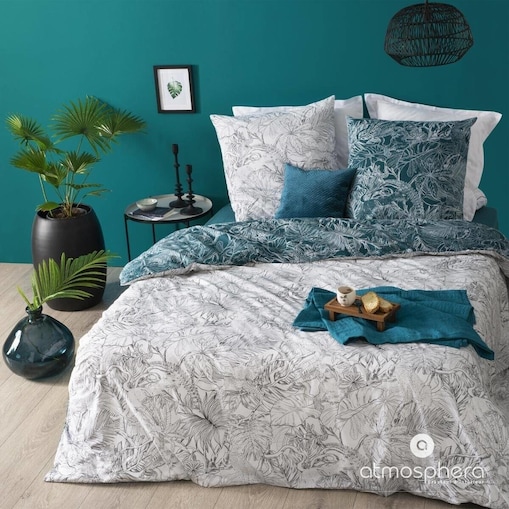 Komplet dwustronnej pościeli bawełnianej w piękny roślinny wzór w rozmiarze 240 cm x 220 cm