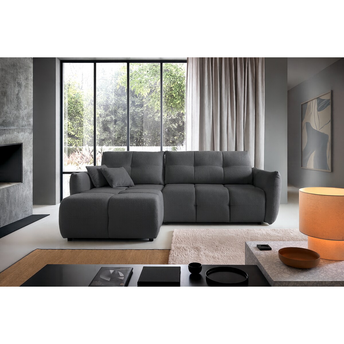 Narożnik z funkcją spania do salonu BOSE, lewostronny, szary