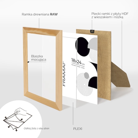 Ramka na zdjęcia 18x24 cm ramka z drewna surowego pion poziom ramka prostokątna RAW DIY