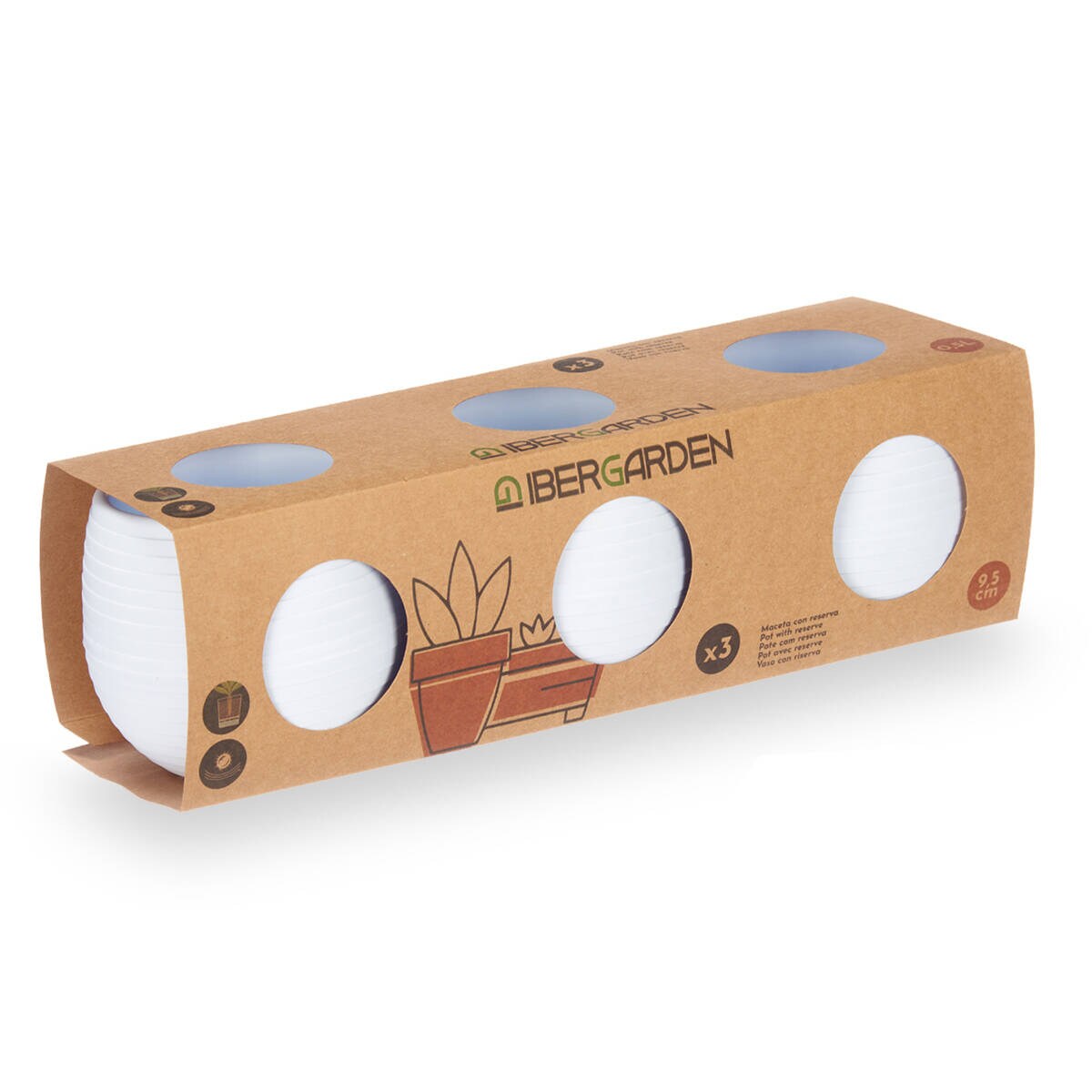 Doniczki samonawadniające, plastikowe, 3 sztuki, Ø 10 cm