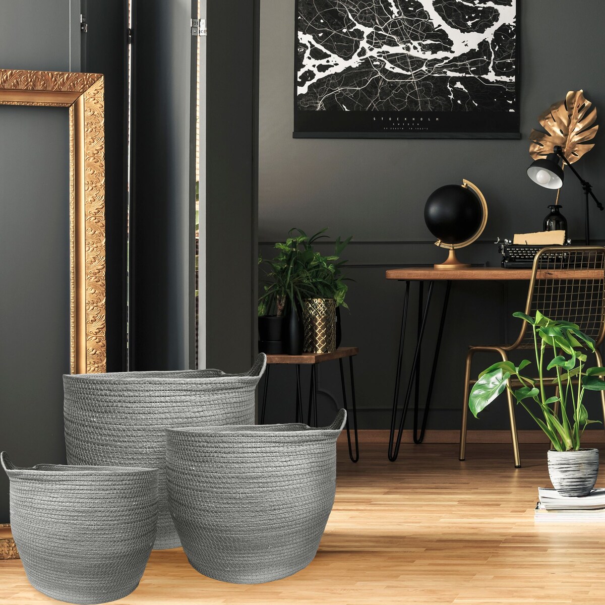 Zestaw 3szt Koszy Naturalnych Szare YT21B-35
