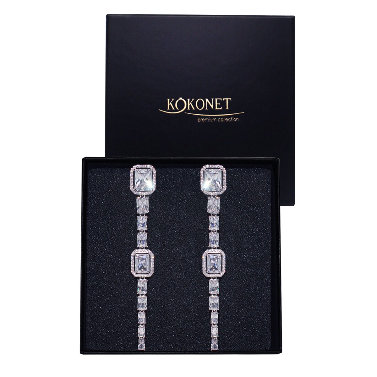 Kolczyki okazałe efektowne diamenty ślubne cyrkonie błyszczące długie wiszą