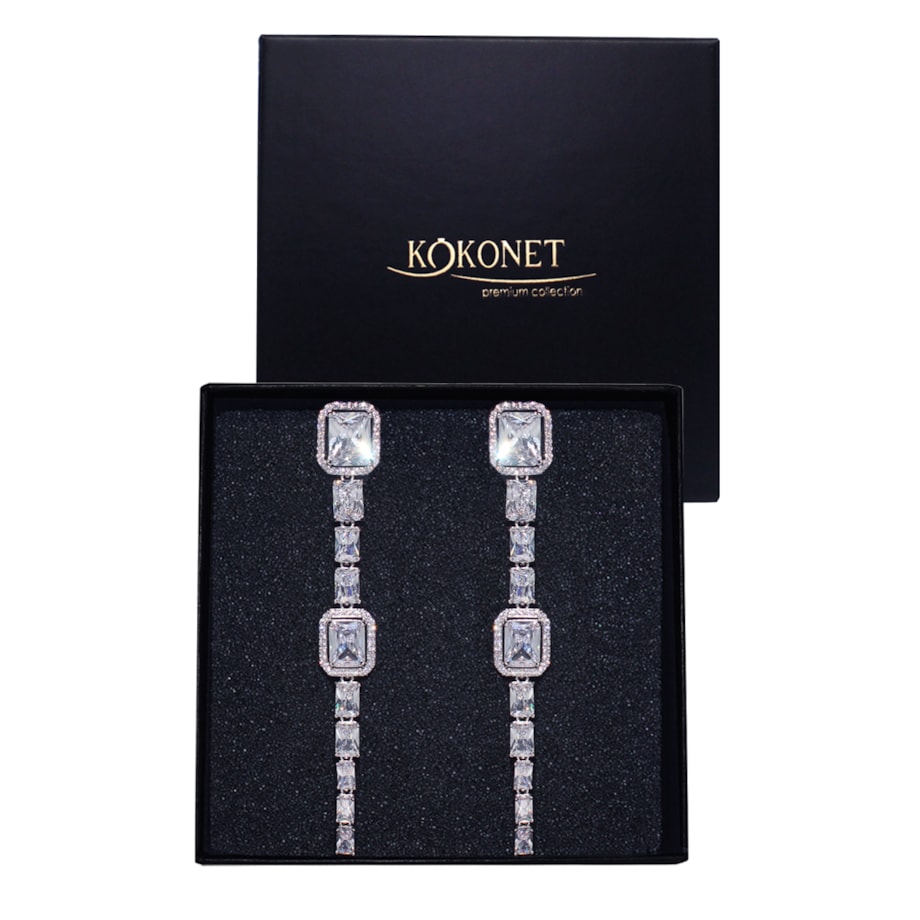 Kolczyki okazałe efektowne diamenty ślubne cyrkonie błyszczące długie wiszą