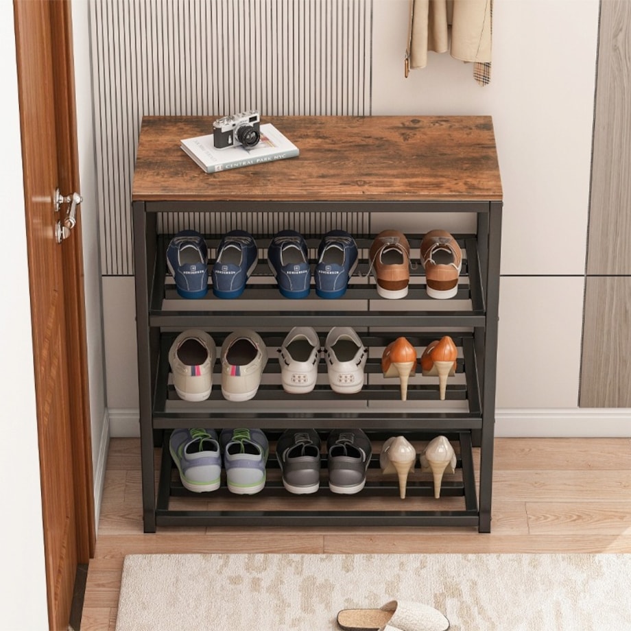 Szafka na buty obuwie półka czarna regał przedpokoju stojak industrialny