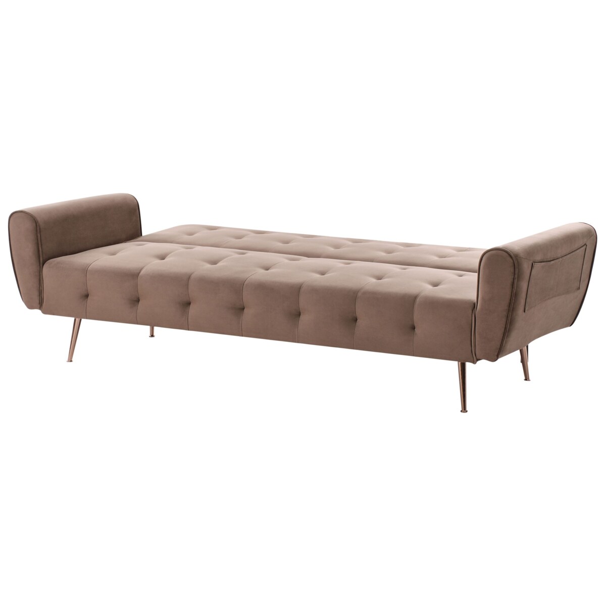 Sofa rozkładana welurowa brązowa SELNES