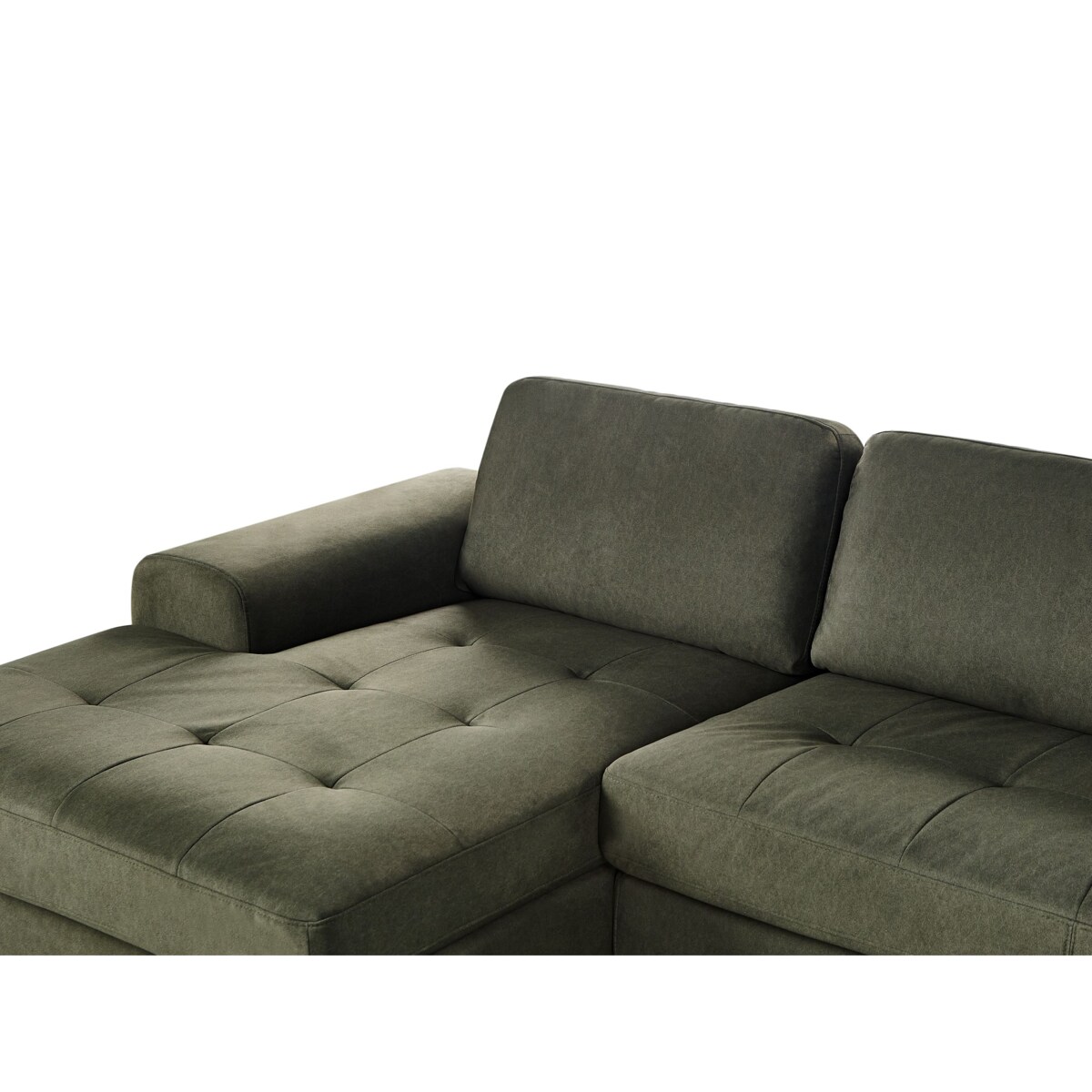 Sofa narożna prawostronna KIRUNA Welur Ciemnozielony Prawostronny