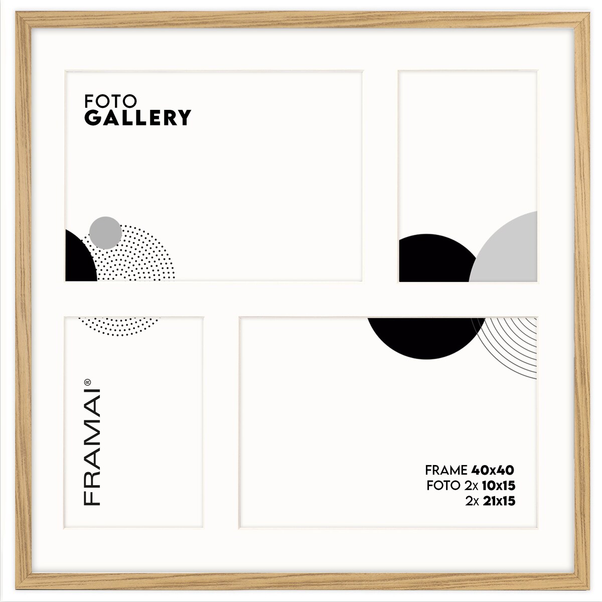 Ramka na 4 zdjęcia 2x 10x15 cm 2x 15x21 cm dębowa foto galeria 40x40 cm FRAMAI