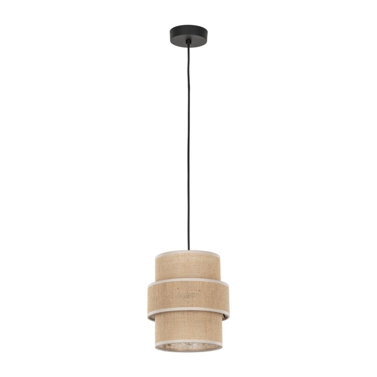 Lampa wisząca TK Lighting CALISTO JUTA 5401 beżowo-czarna, jutowy klosz, E27, regulowana wysokość