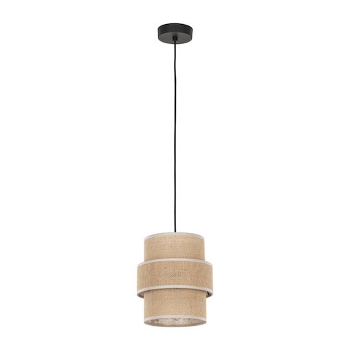 Lampa wisząca TK Lighting CALISTO JUTA 5401 beżowo-czarna, jutowy klosz, E27, regulowana wysokość
