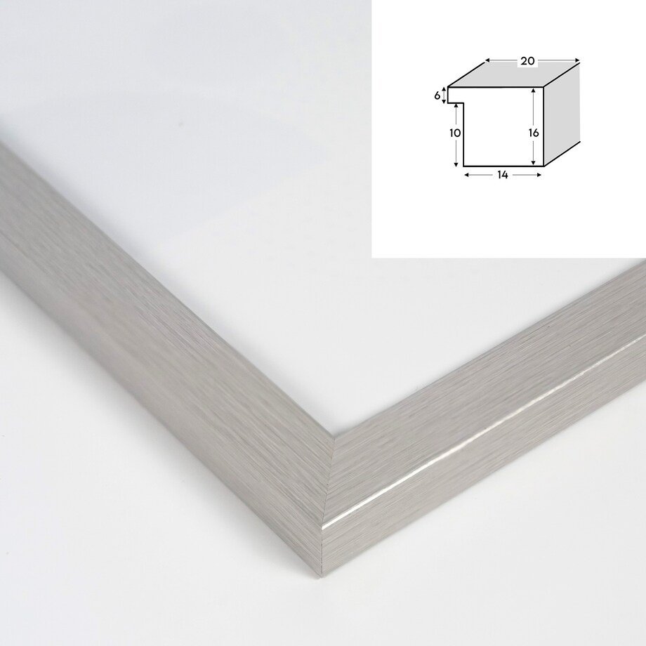 Ramka na zdjęcia 30x30 cm srebrna rama MDF z plexi do powieszenia pion poziom klasyczna kwadratowa ramka FRAMAI®