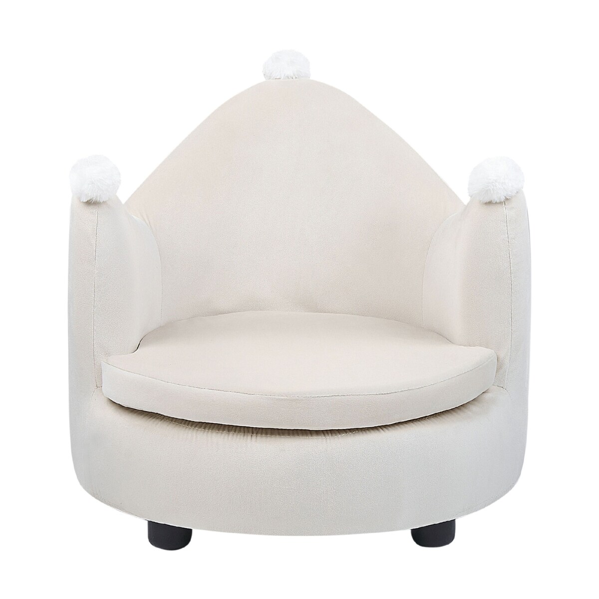 Fotel dziecięcy welurowy korona beżowy VEGA