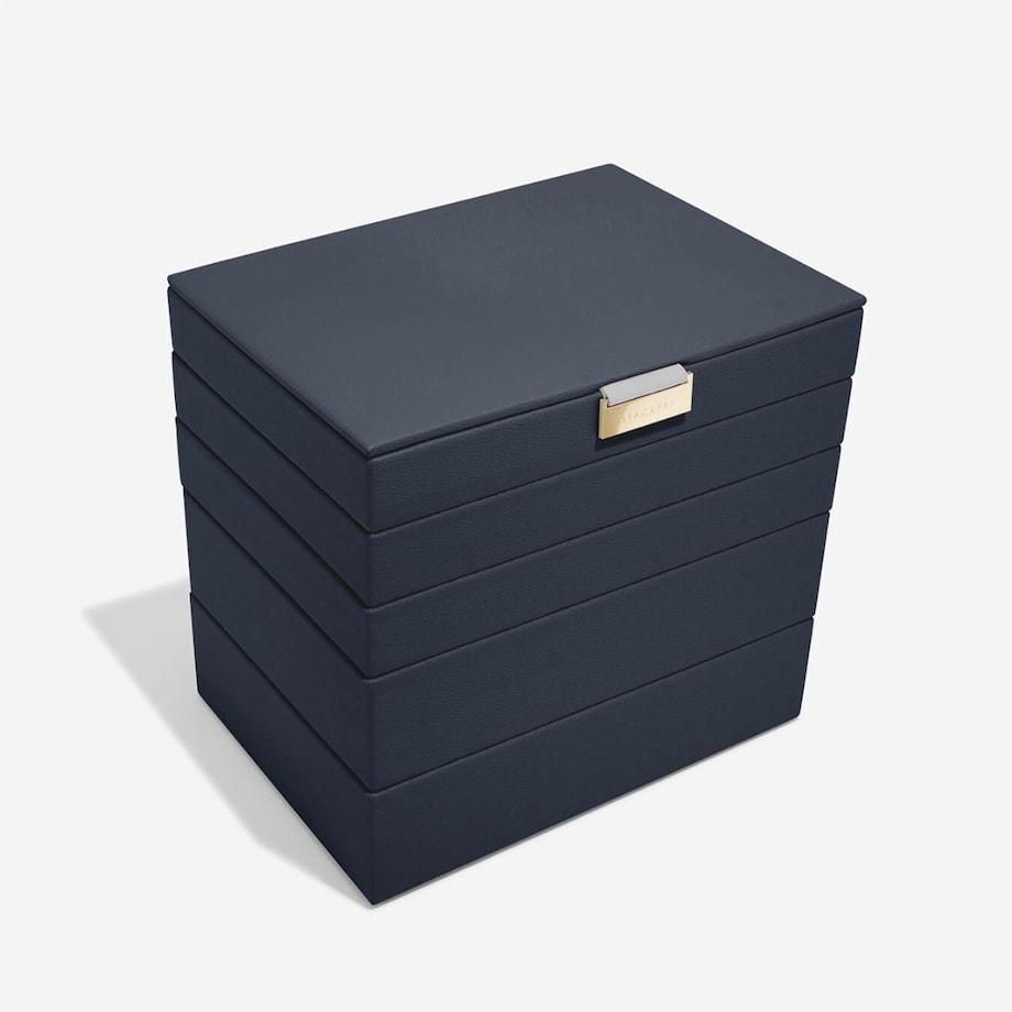 Szkatułka na biżuterię Stackers Pebble pięcioelementowa classic granatowa